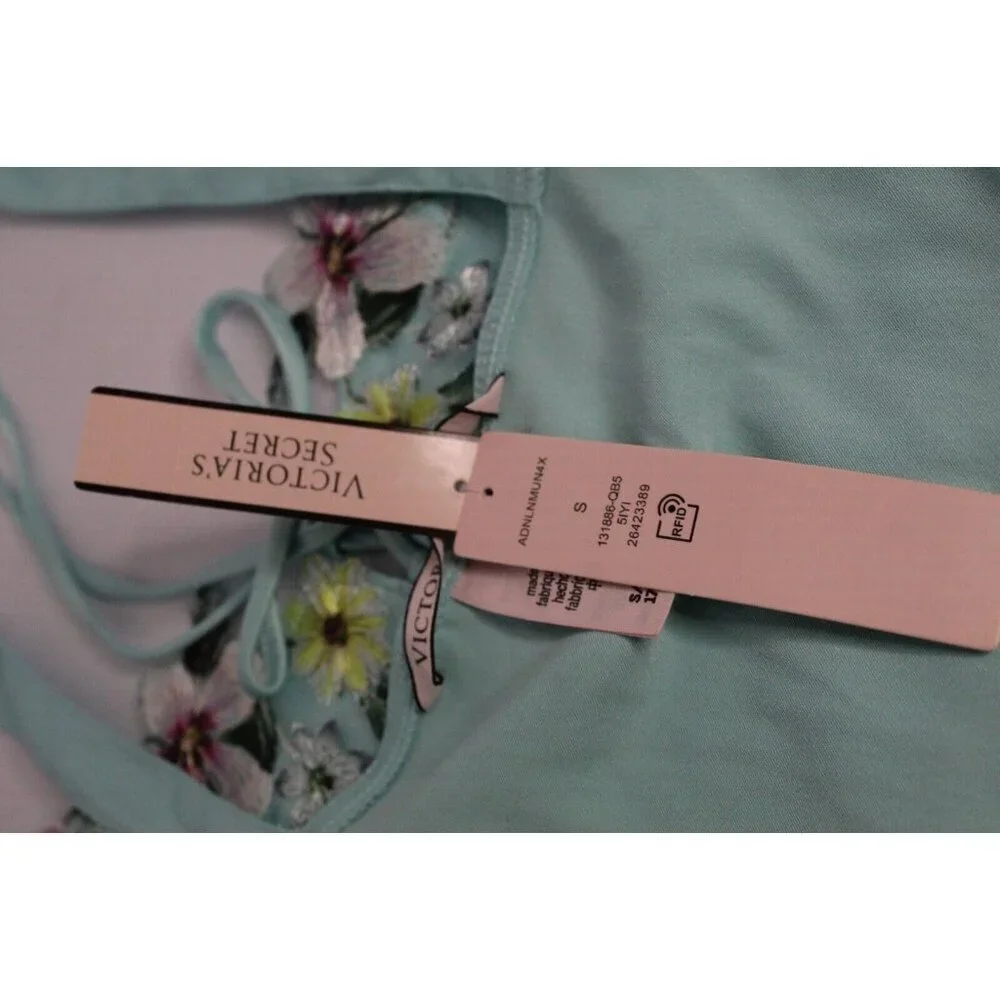 NWT Victoria Secret Lt. Blue/Green Lace Embellished Side Zip Cami Size Small - Picture 13 of 14